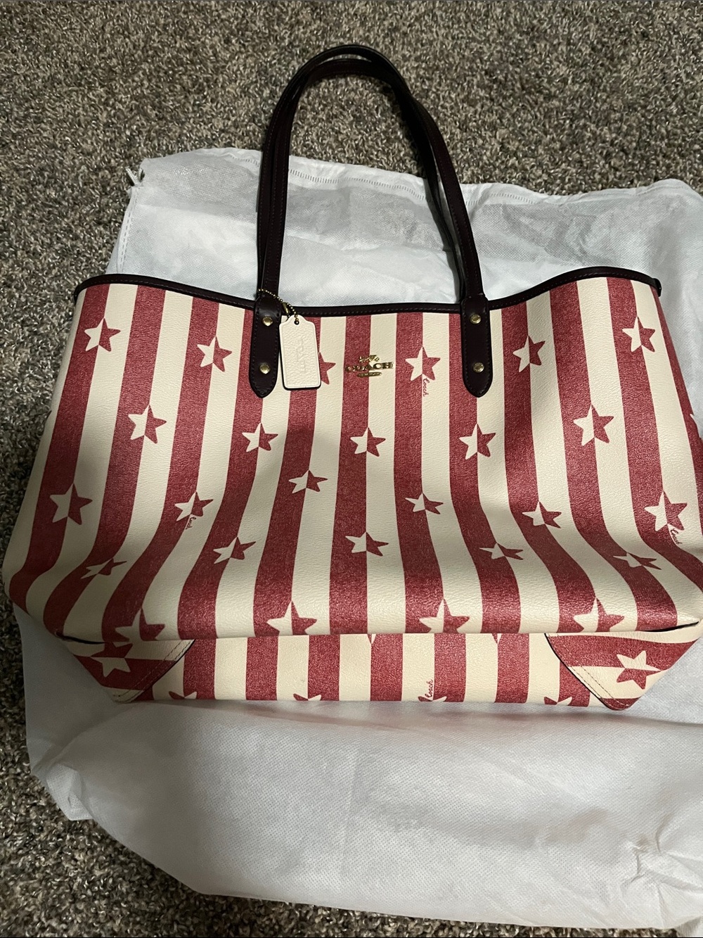Coach Reversible City Tote Bag  and Slim Card case Stars/Stripes and wallet